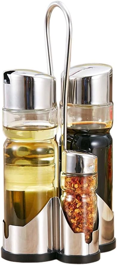 Amazon ベター ホーム Better Home 調味料入れ 醤油 お酢さし オイル差し ステンレス ガラス製 ラック付き4個セット キッチンツール 保存容器 オイルポット オンライン通販