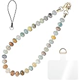 CH.YISHI Handmade Natural Stone Beaded Charm Cell Phone Camera Lanyard, Hands-Free Wrist Strap, Phone Chain Keychain String
