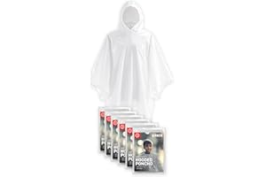 72HRS Disposable Hooded Rain Poncho - Emergency Disposable Rain Poncho with Hood for Kids (1/6/12/120 Packs)