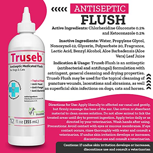 Truseb Medicated Ear Cleaning Flush for Dogs & Cats Chlorhexidine