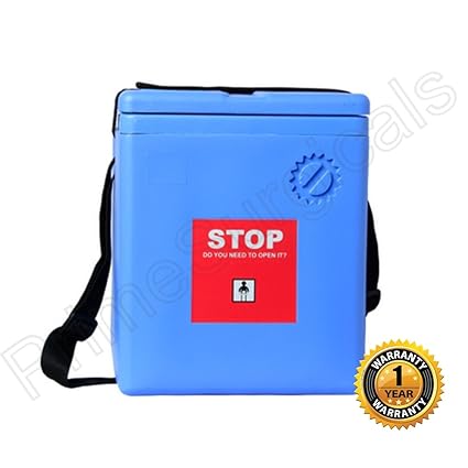 PrimeSurgicals Premium Large Vaccine Carrier Capacity 1.40 Ltrs. with 4 Ice packs 1 Year FREE EXCLUSIVE warranty