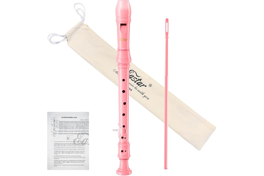 Eastar German C Soprano Recorder for Kids Beginners Kit, Pink, ERS-21GP