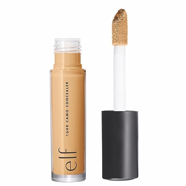 E.L.F. 16HR CAMO CONCEALER, FULL COVERAGE, HIGHLY PIGMENTED CONCEALER WITH MATTE FINISH, CREASE-PROOF, VEGAN & CRUELTY-FREE, MEDIUM PEACH, 0.203 FL OZ