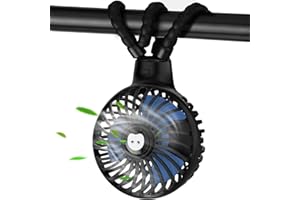 TDONE Stroller Fan Mini Portable Fan USB Personal Fan Long Working Handheld Fan Camping Fan Batterry Operated Fan Clip on Fan for Stroller Travel(Black-A)