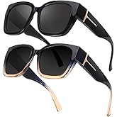 Myiaur Fit Over Glasses Sunglasses for Women, Trendy Oversized Polarized Wear Over Sun Glasses with UV400 Protection(2 Pack)