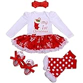 Winmany Newborn Baby Girls Christmas Romper Tutu Dress Outfit Headband Leg Warmer Shoes