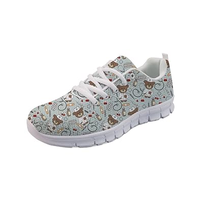 Showudesigns Herren Damen Laufschuhe Atmungsaktiv Turnschuhe Schnürer Sportschuhe Sneaker Cartoon Bär Nurse Bear,