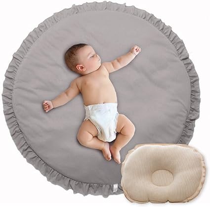 Amazon ベビーマット サニーマット ラグマット サークルマット 円形 プレイマット ふんわり ソフト やわらか ベビー 赤ちゃん 抗菌加工 綿100 コットン コットン10 ライトグレー ベビージム プレイマット ベビー マタニティ 通販