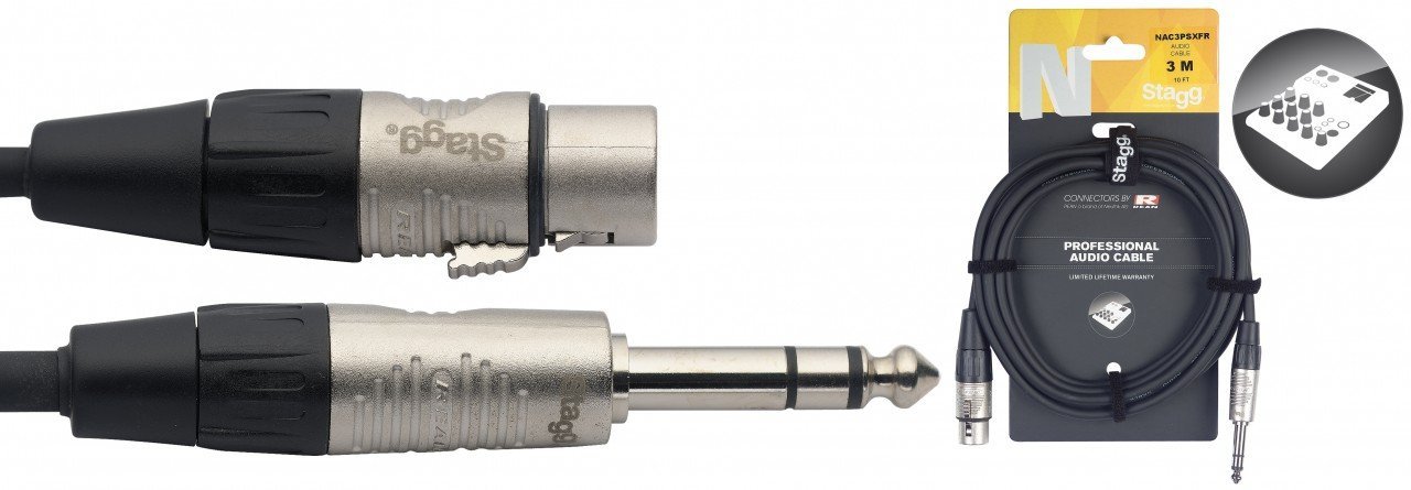 Stagg NAC3PSXFR 3m N Series XLR to 1/4 inch Jack Cable