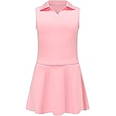 Eymitory Girls Tennis Golf Dress Outfit Sleeveless Polo V Neck Tank Top and Skorts Sets Sport Skirt with Pockets