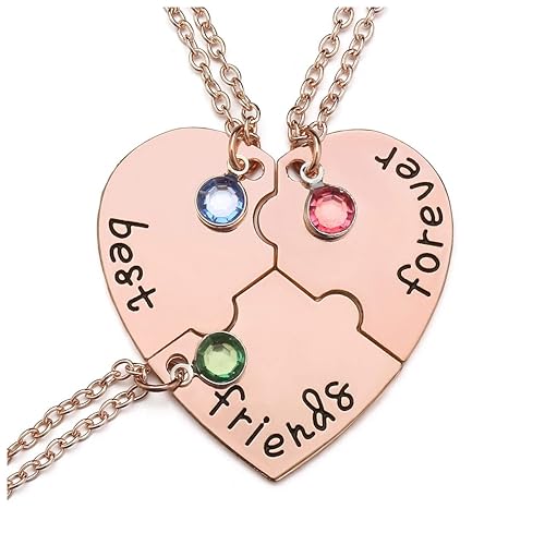 Heart Pendant Best Friends Forever Necklace Piece 3-Piece BFF