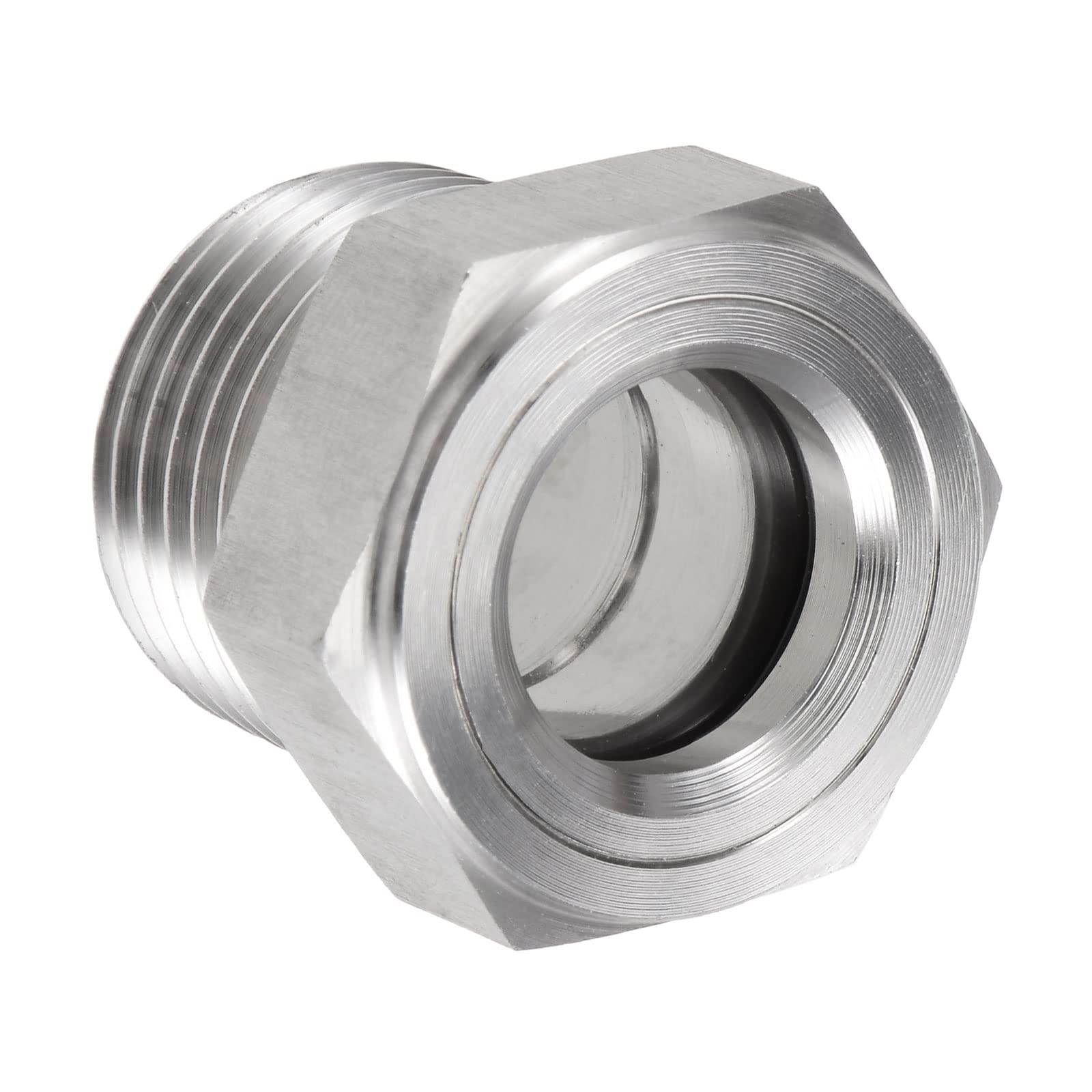 M METERXITY Oil Level Sight Glass with O-Ring - Air Compressor Fittings Check The Pump's Oil Level, Apply to Tank (NPT1/2-14, Silver Tone)
