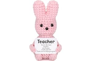 AVBODA Mini Teacher Gifts for Teachers Day Cute Handmade Crochet Bunny Funny Teacher Appreciation Gifts for Women Teacher’s Day End of Year Teachers Week Graduation Thank You Gift Funny Bunny Decor