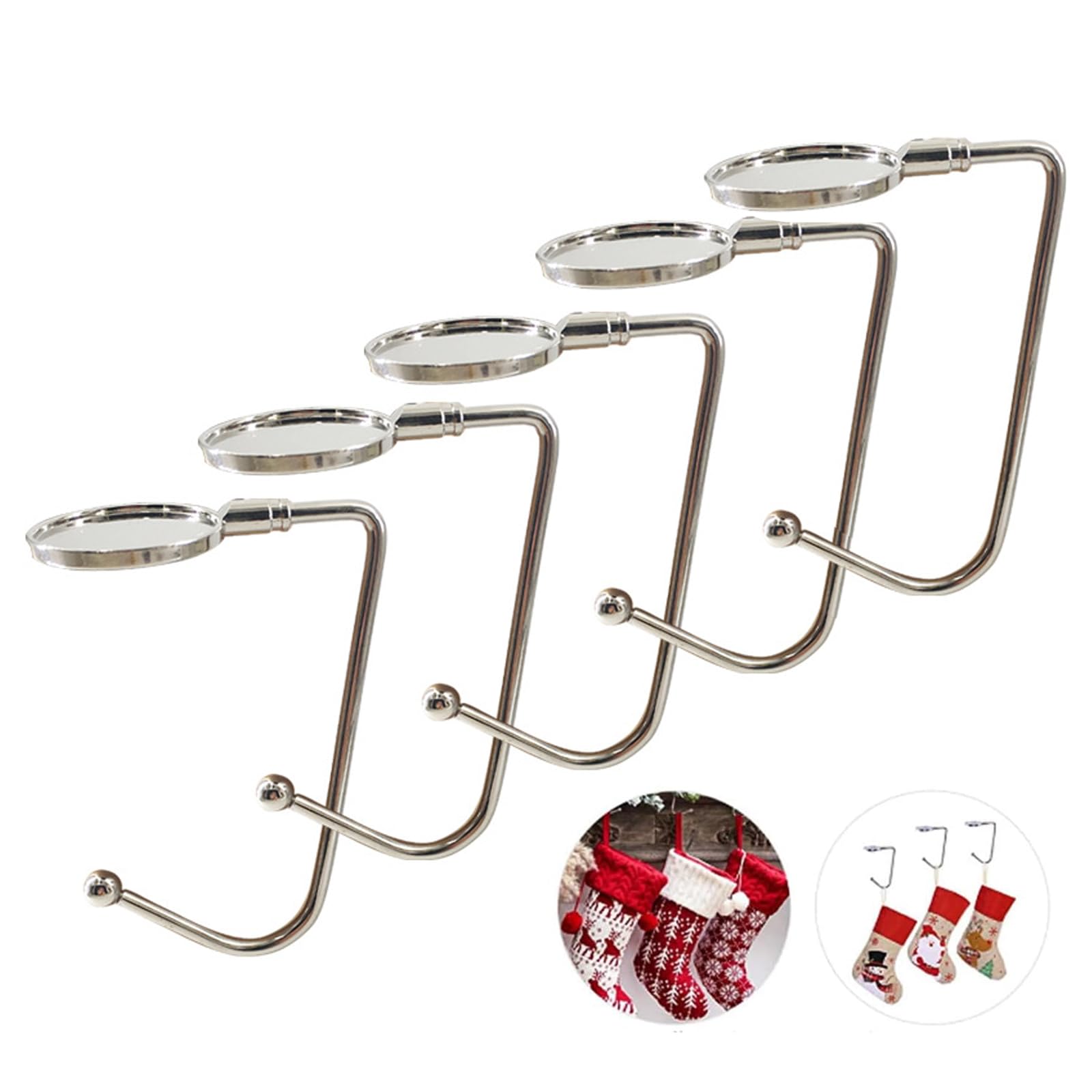 GWAWG Christmas Stocking Holder,5 PCS Stocking Hooks,Stocking Hangers for Fireplace,for Christmas Party Decoration