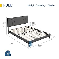 Avenco Full Size Bed Frame, Upholstered Platform