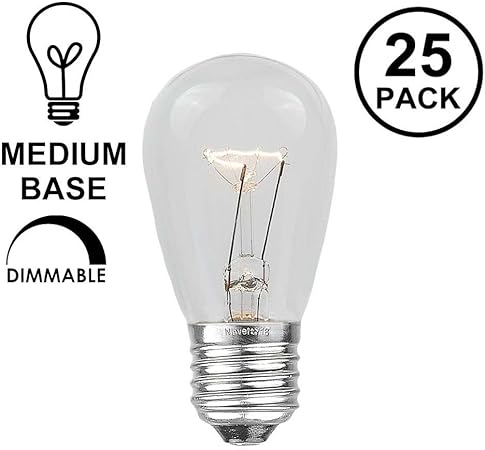 Novelty Lights 25 Pack S14 Outdoor Patio Edison Replacement Bulbs