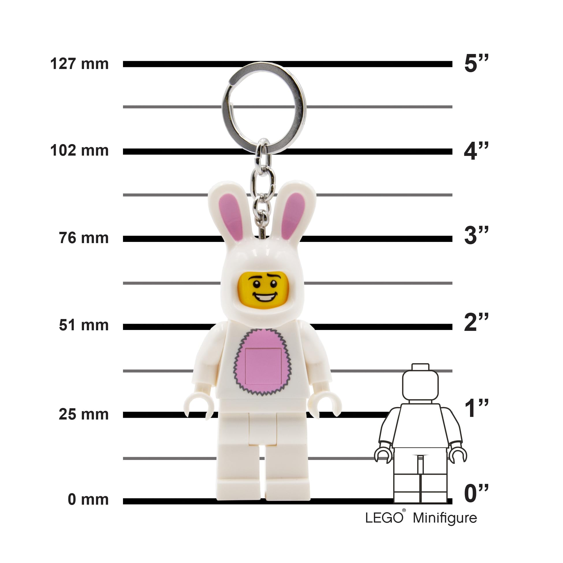 LEGO Minifigures - Large 3 Inch Tall Figure Keychain Light - Bunny Suit Guy (KE73H), Easter basket stuffer