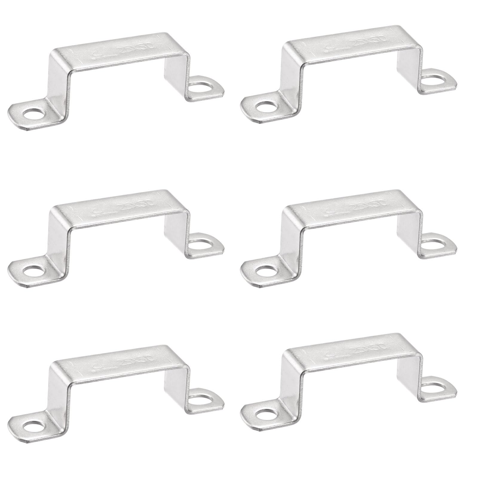 TOP-VIGOR 6Pcs U Shaped Connector Bracket 23 x 51.5mm 304 Stainless Steel for Door Closed Bar Holder Strut and Fixing Tube Pipe Wire