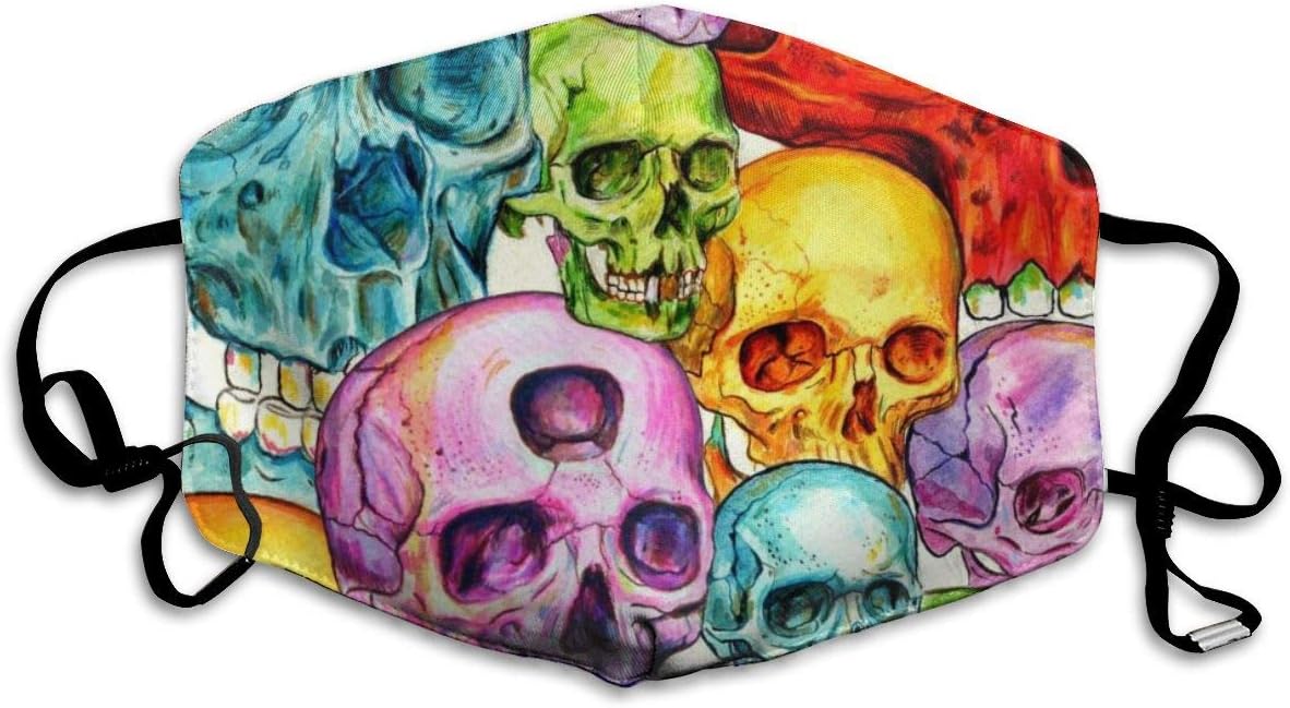 Comfortable Adjustable Skull Head Blue Green Red Printed Facial Decorations For Women And Men