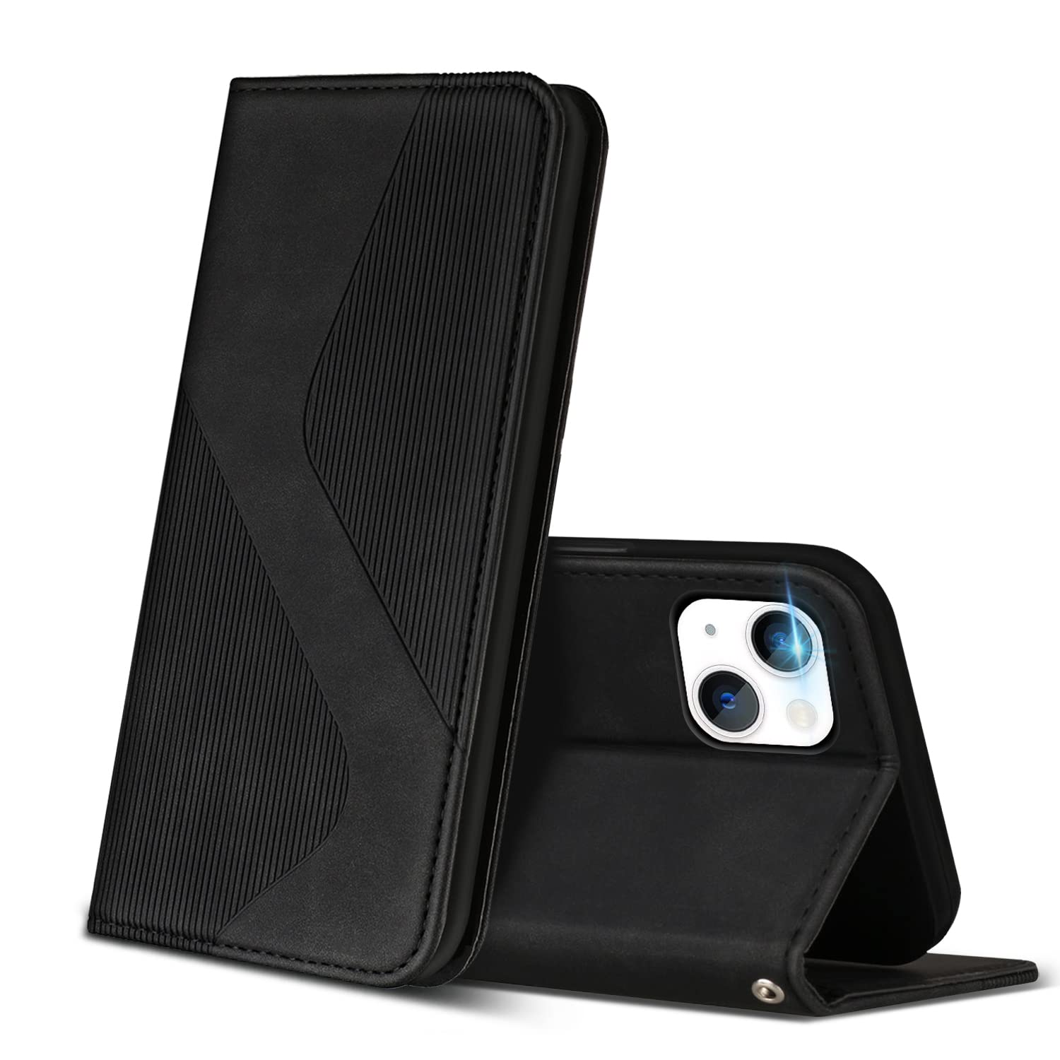 ZONNAVI Case Compatible with iPhone 14 / iPhone 13, Premium PU Leather Wallet Case with [Card Slots] [Viewing Stand], Shockproof Flip Cover for iPhone 14 / iPhone 13 (Black) — image 1