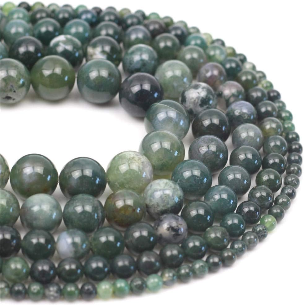 Oameusa 6mm Natural Water Grass Agate Round Smooth Beads DIY Materials Bracelet Necklace Earrings Making Jewelry Agate Beads for Jewelry Making 15" 1 Strand per Bag-Wholesale