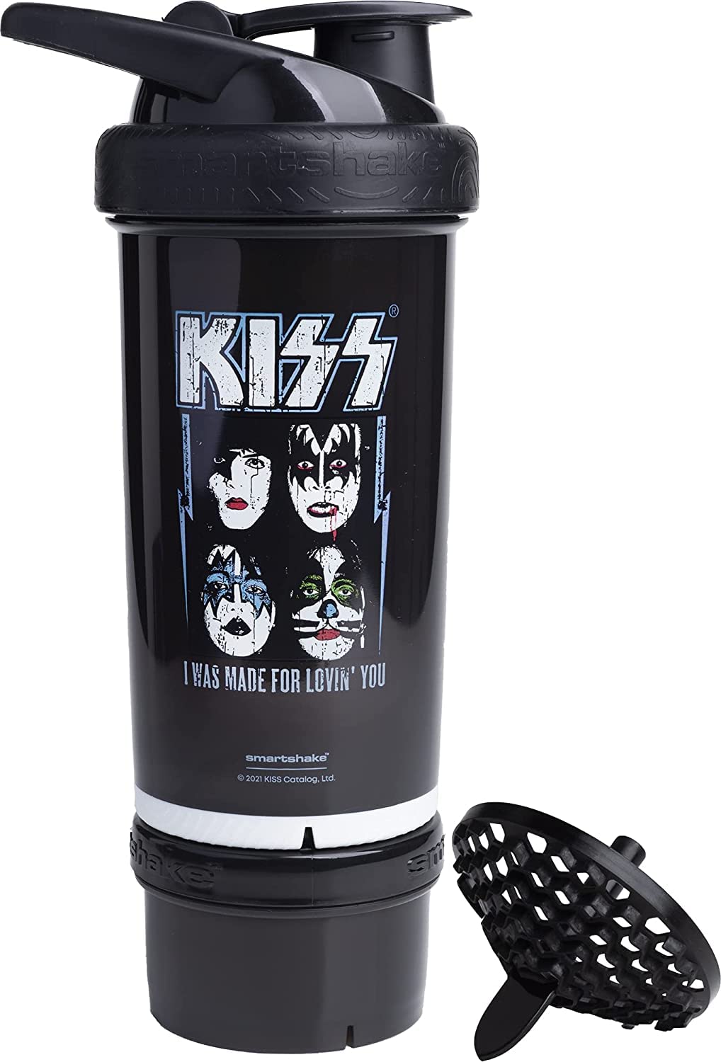 Smartshake Revive KISS Protein Shaker Bottle with Storage – 750ml Protein Shake Bottles KISS Merchandise Gift Shaker Cup, Guitar Gifts for Men, Rock Band Collection