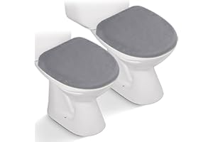 AZHCHKE 2pcs Toilet Lid Cover, Stretch Velvet Toilet Seat Cover for Bathroom, Ultra Soft Toilet Cover Luxury Velvet Machine Wash, Fits Most Round, Elongated and Oblong Lids, Bathroom Decor, Grey