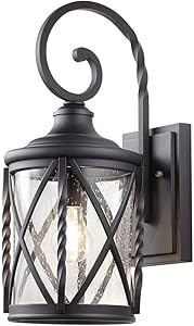 Home Decorators Collection 1-Light Black Outdoor Wall Lantern with Seeded Glass 7954HDCBLDI