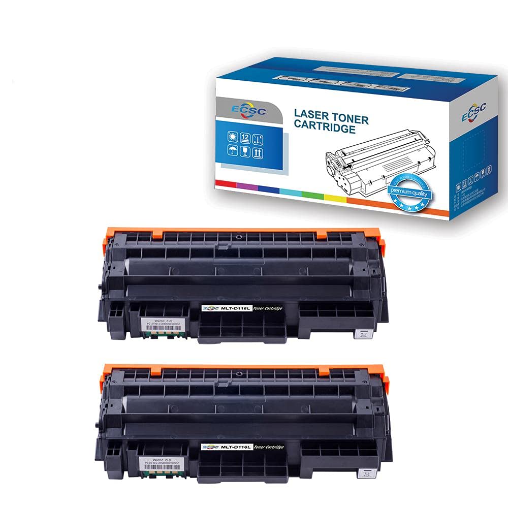 ECSC Compatible Toner Cartridge Replacement for Samsung Xpress M2625 M2625D M2675FN M2825DW M2825ND M2835DW M2875FD M2875FW M2885FW MLT-D116L (Black, 2-Pack)