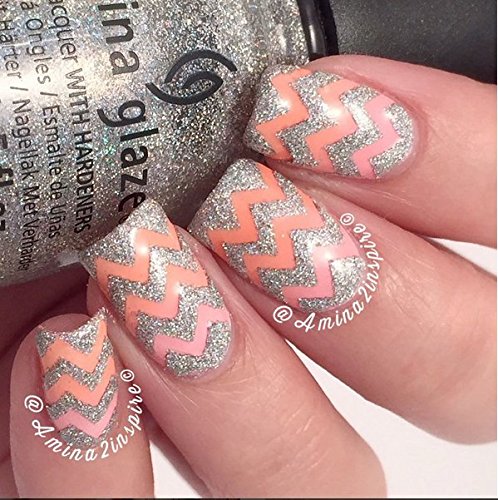 Skinny Chevron Zig Zag Nail Vinyls By Twinkled T - 1 Sheet of 150 Zig Zags