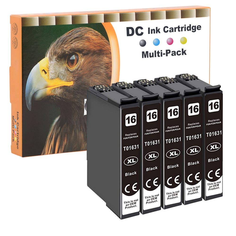 D&C Compatible Ink Cartridge Replacement for Epson 16 16XL for Epson WorkForce WF-2700 WF-2750 WF-2760 DWF WF-2010 WF-2500 WF-2510 WF-2520 WF-2530WF WF-2540W WF-2540 WF-2650 WF-2630 (5-Black)