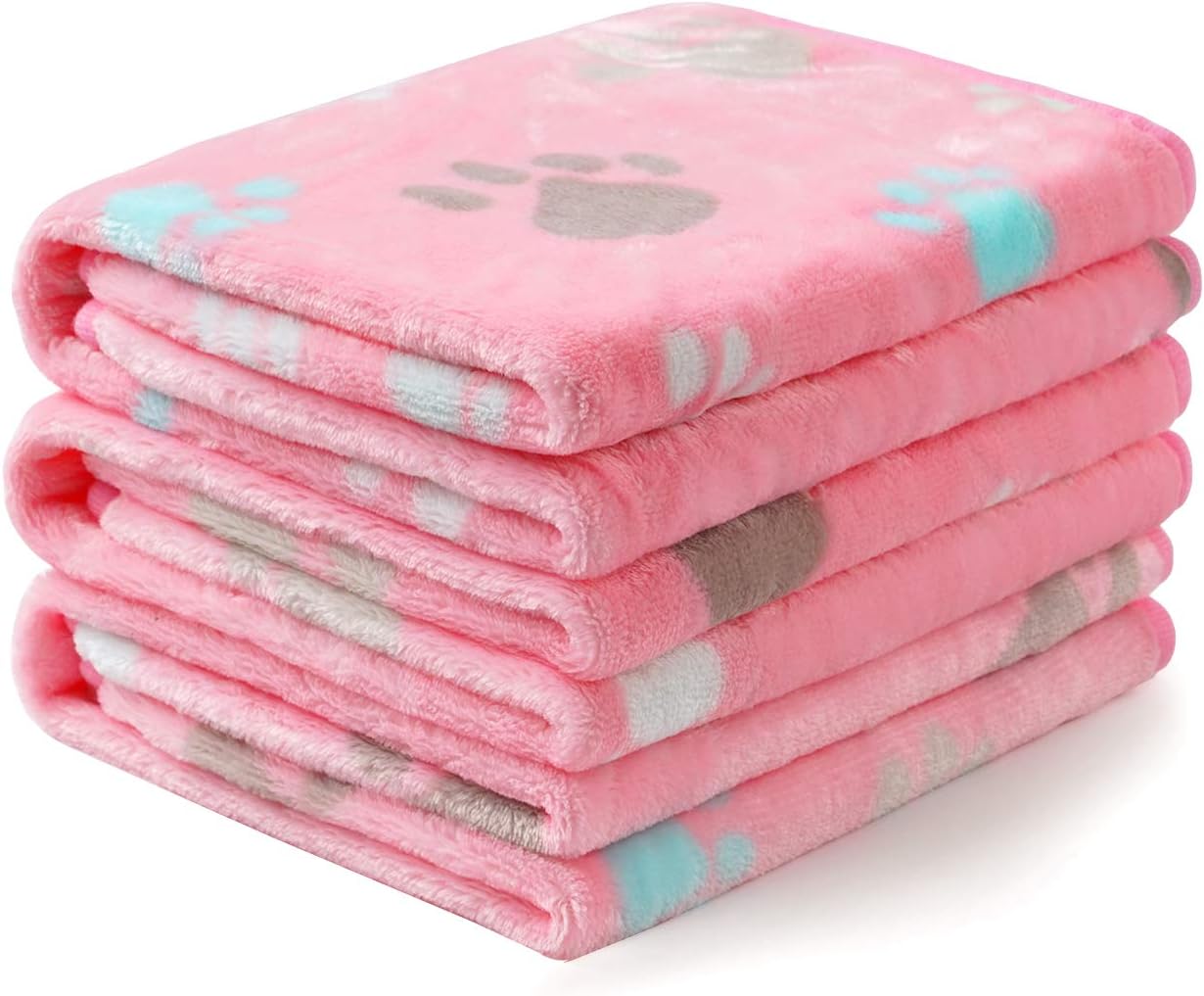 Luciphia 1 Pack 3 Blankets Super Soft Fluffy Premium Fleece Pet Blanket Flannel Throw for Dog Puppy Cat Paw Brown/Pink/White Small : Pet Supplies