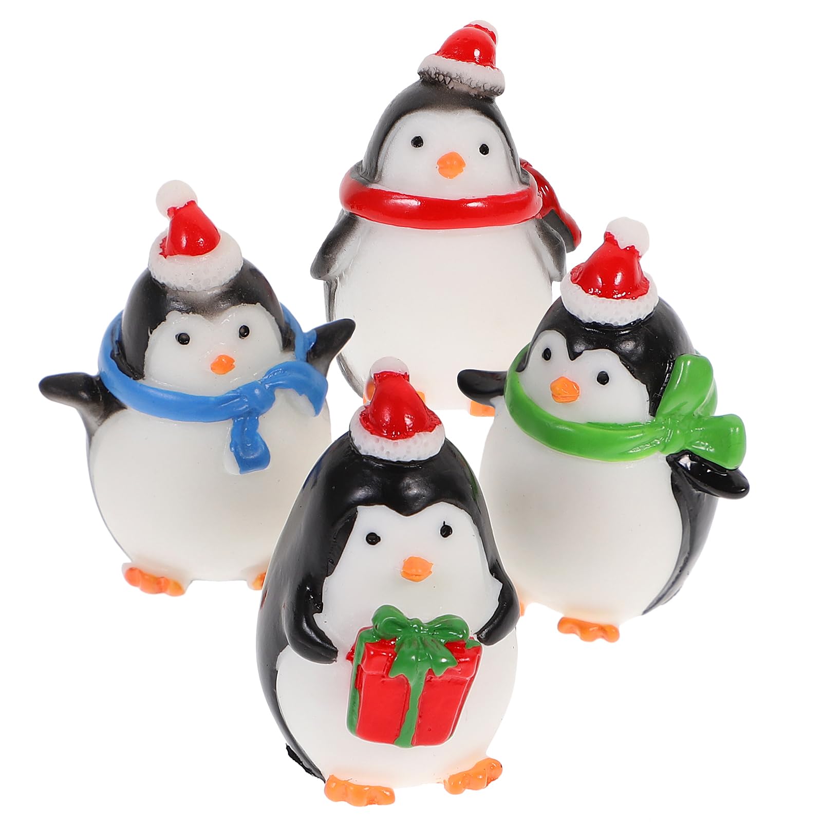 Yardwe 4pcs Mini Garden Figure Penguin Ornament Nativity Decor Resin Lanscape Decor Micro Scene Resin Penguin Bunny Miniature Farm Figurines Desk Topper Bonsai Christmas