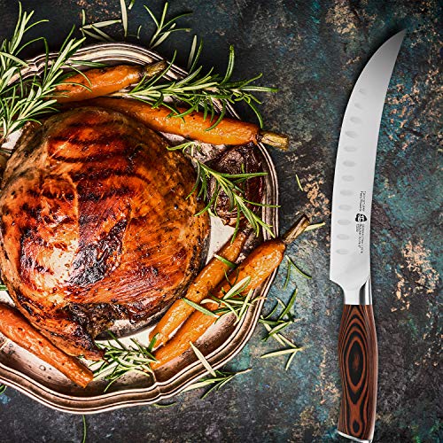 TUO Butcher Knife 8 inch Granton Edge Butcher's Breaking Cimitar