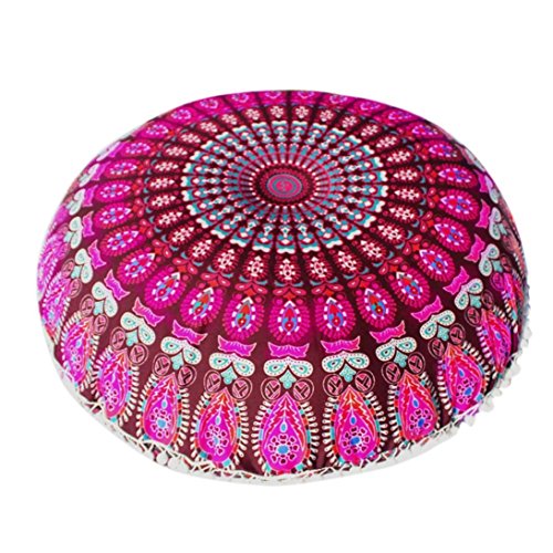 image for Bohemian Throw Pillowcase, Kimloog Indian Mandala Round Sofa Bed Car D