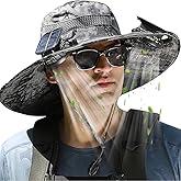 Solar Panel Powered Fan Built in Wide Brim Outdoor Fishing Hat USB Charging Men Ultralight Sun Bucket Mission Cooling Cap