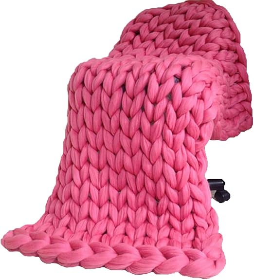 Amazon Com 39x39inch Chunky Knitted Blanket Rose Pink Giant Knit