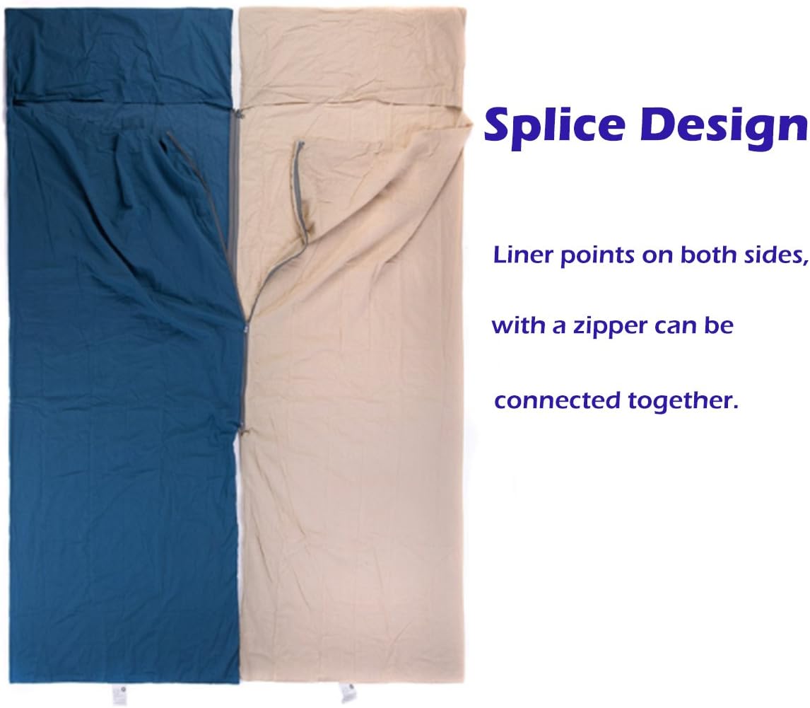 Double 2 King/Single 1 Queen Azarxis Sleeping Bag Liner Travel Sheet