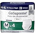 NorthShore GoSupreme Overnight Incontinence Underwear, 8-Hour Pullup Style, Medium, 4 Count Trial, White, 30-40 inches, Unisex Adult Diapers