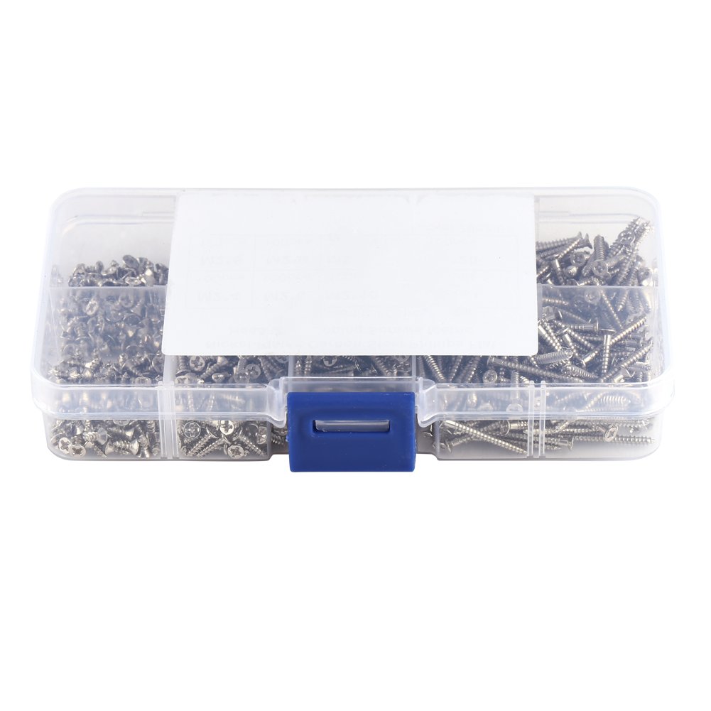 Self Tap Screws,800pcs M2 Phillips Pan Head Self Tap Screws M2 Cross Drive Flat Head Self Tap Screws Woodworking Fastener with Box - Image 3