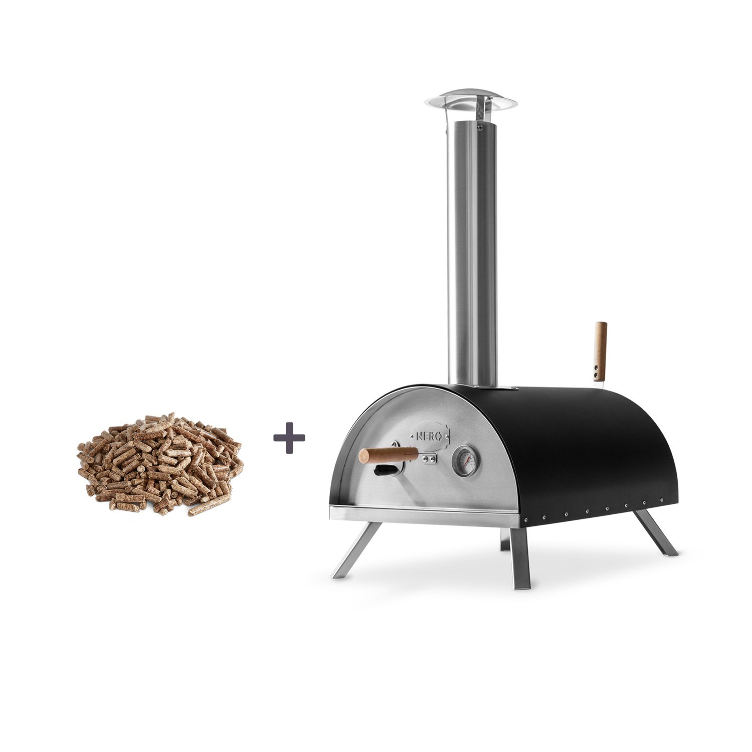 BURNHARD Nero Stainless Steel Outdoor Pizza Oven incl. Pizza Slicer