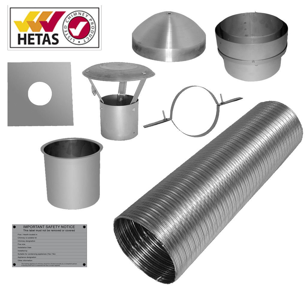 7m 6" Flexible Multifuel Flue Liner Pack/kit For Woodburner Multifuel