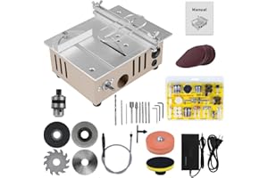 Jadeshay Mini Table Saw 96W 7-Speed Electric Desktop Saw, Bevel & Depth Adjustment Woodworking Cutter for Wood, Acrylic, PCB,