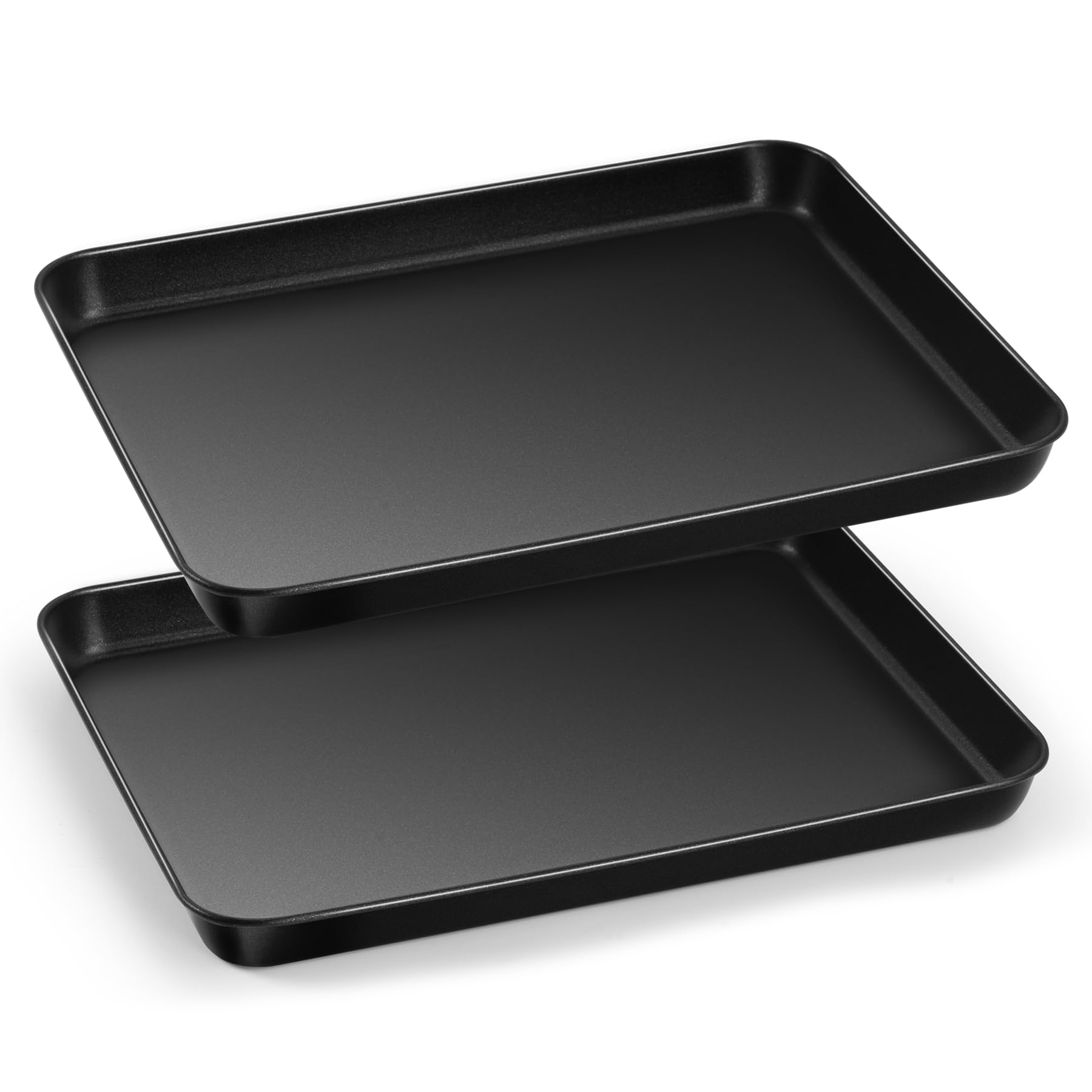 HaWare Oven Baking Tray, Nonstick Baking Sheet Pan Set of 2, 31.4 x 24.6 x 2.5 cm, Carbon Steel Cookie Tray for Baking/Cooking/Serving, Heavy-Duty & Non Toxic, Rust Resistant & Easy Clean - Black