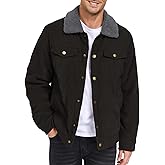 ATOFY Men's Corduroy Jacket Fleece Sherpa Lined Winter Coats Trucker Cargo Jackets Warm Fur Collar Vintage