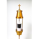 OURMEMO Cemetery Solar Lights for Grave,Includes 2.5" x6.5'' Grave Candles,4" x34''Cemetery Memorial Light Candle Holder,Standard Spike and Base,Perfect Addition to Headstone (Latin Cross Classic)