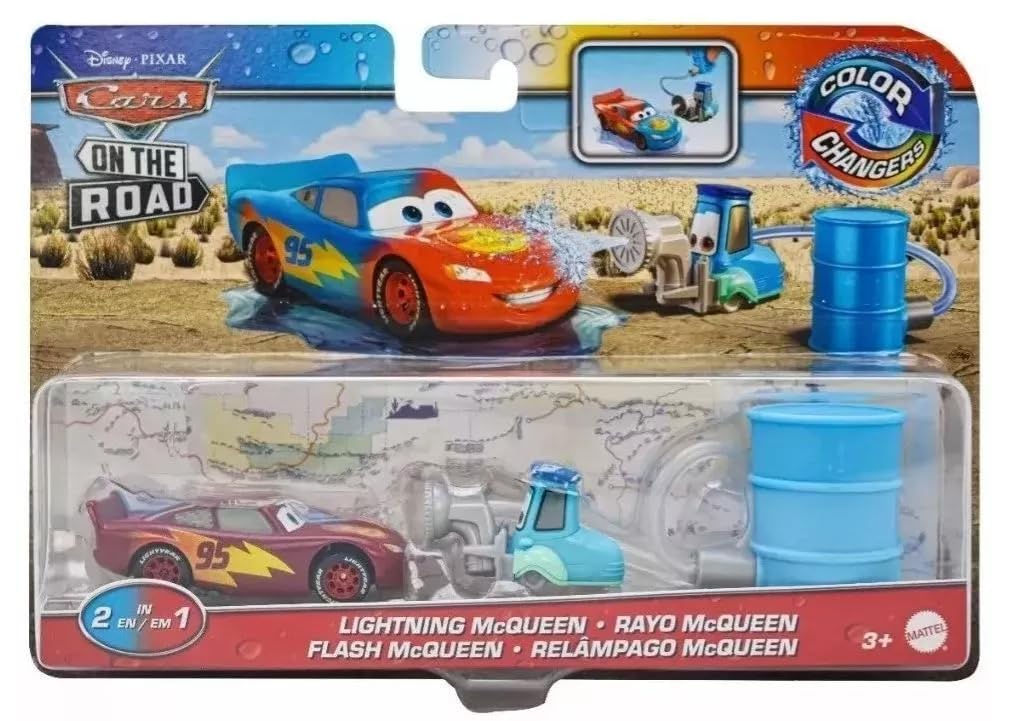 Disney Cars Color Changers 2022 Cars On The Road Lightning McQueen with Guido