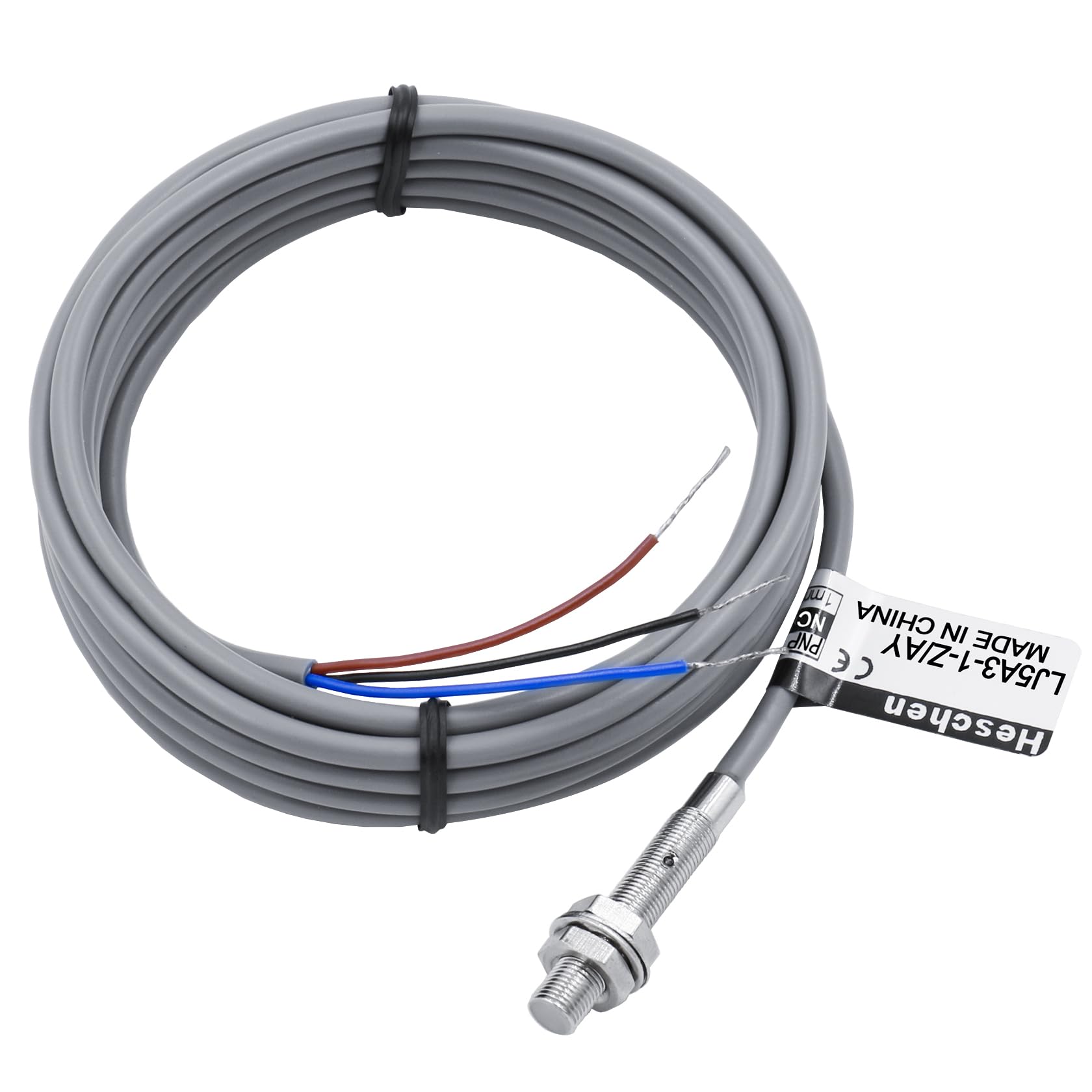 Heschen M5 Inductive Proximity Sensor Switch Shield Type LJ5A3-1-Z/AY Detector 1mm 10-30VDC 150mA PNP Normally Closed(NC) 3 Wire