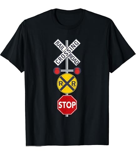 【PUSHU】Train sign T-shirt(ポケット付き) Amazon.com: Train Railroad Crossing with Lights Road Sign T-Shirt
