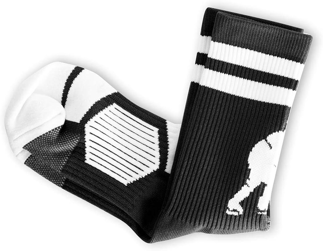 ChalkTalkSPORTS Hockey Half Cushioned Crew Socks | Hockey Player | Black/White : Hockey Jerseys : Clothing
